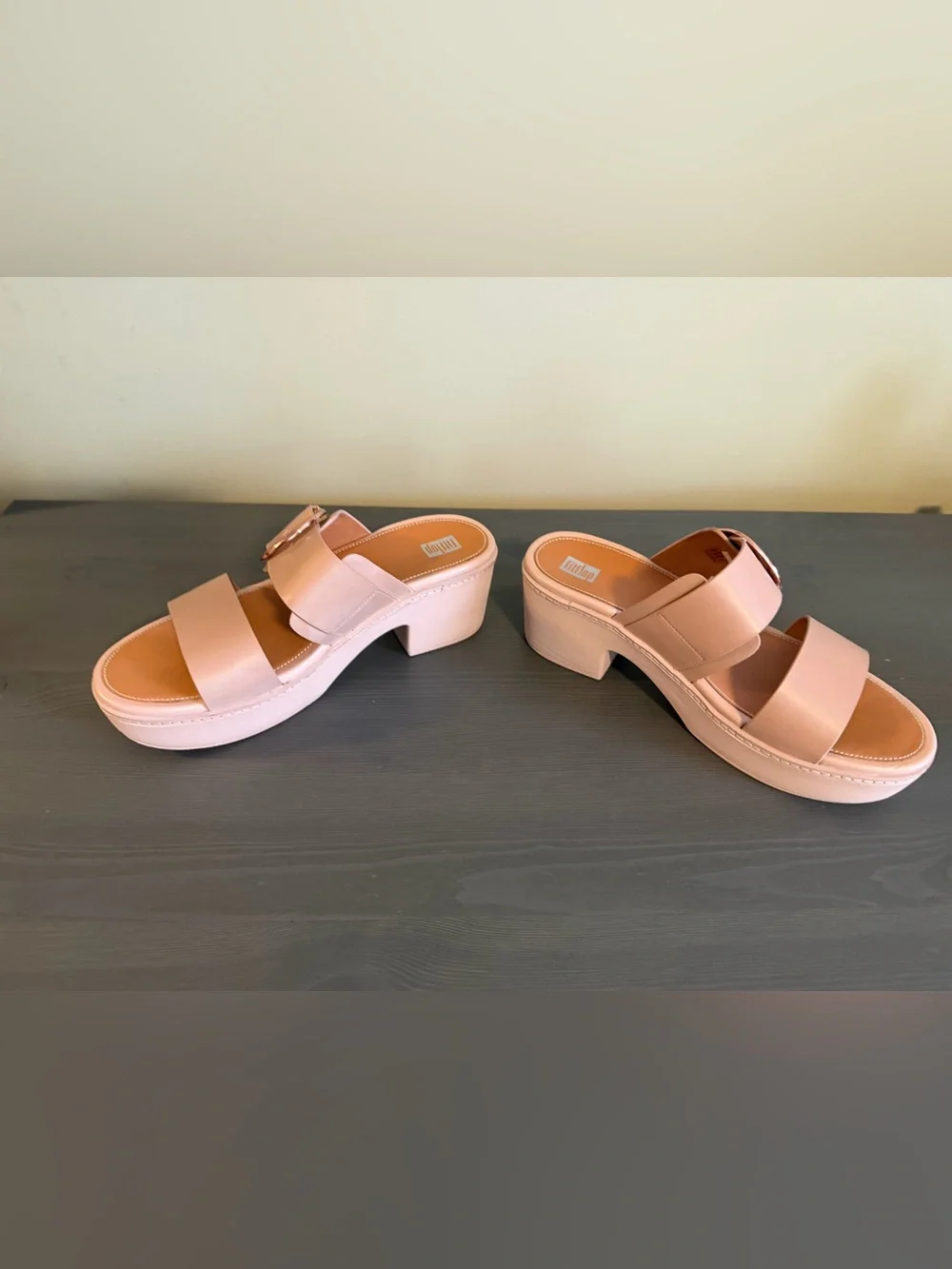 Fitflop Beige Platform Slide with Buckle